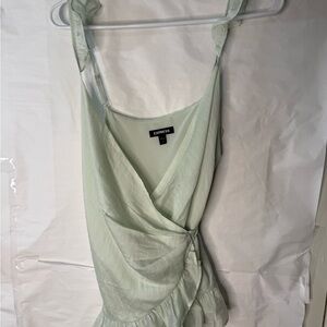 Express Women's Light Green Ruffle Wrap Top. Size M